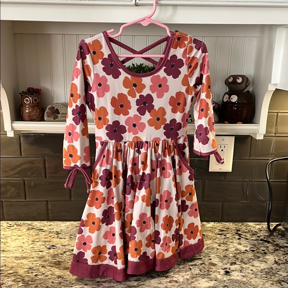 Cheeky Plum Floral Kids Dress - Pink and Orange